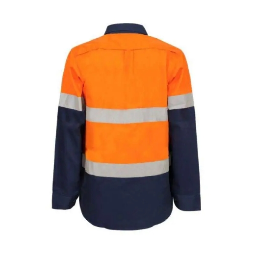 Picture of WorkCraft, Womens, Maternity, Shirt, Long Sleeve, Lightweight, Hi Vis, Two Tone, Vented, Cotton Drill, CSR Reflective Tape